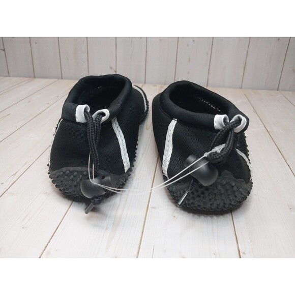 Women Size 7 Black White Water Shoes Mesh Drawstring Swim Beach NWOT PW New York - Picture 4 of 10